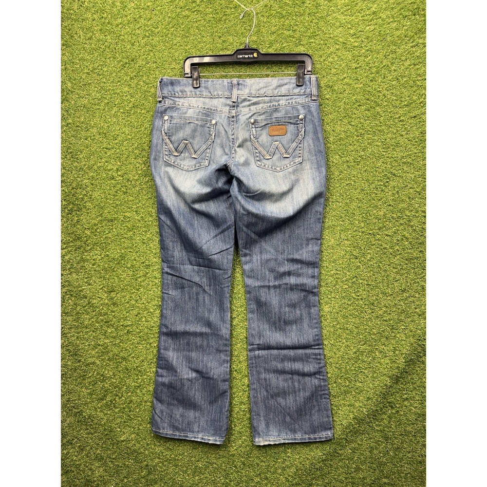 Wrangler Bootcut Jeans Womens 9/10 x34 Medium Wash Denim Western Work 09MWZBF